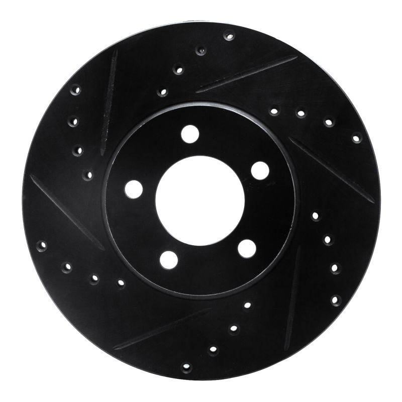 Ford Thunderbird Brake Rotor (1) - Front Left - R1 Concepts - Drilled & Slotted - Black - `93-`07
